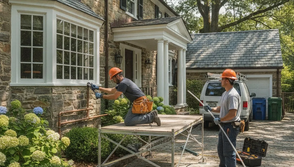 Philadelphia, PA plumbing repair technician fixing a residential leak on site