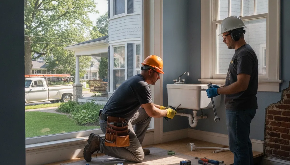 Philadelphia, PA plumbing repair technician fixing a residential pipe leak