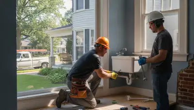 Philadelphia, PA plumbing repair technician fixing a residential pipe leak