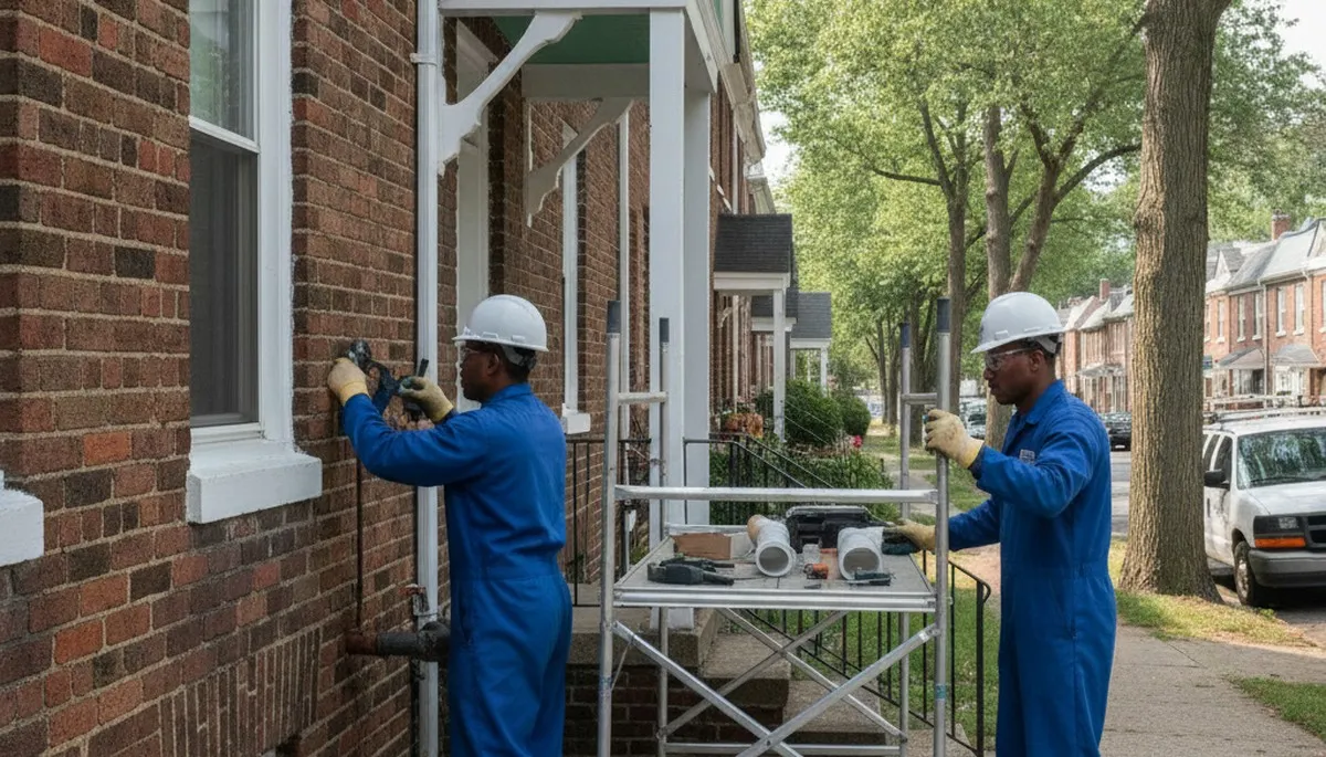 Philadelphia, PA plumbing repair technician fixing a residential pipe leak