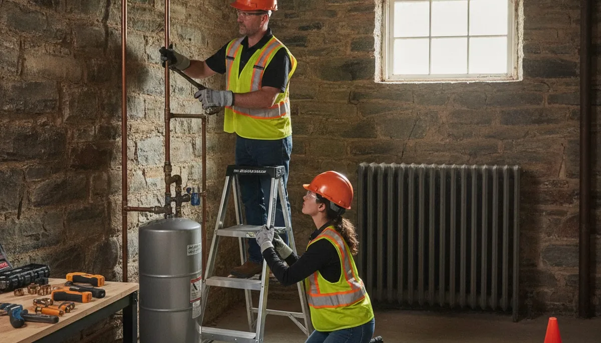 Philadelphia, PA plumber repairing a pipe in a residential plumbing service call