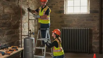 Philadelphia, PA plumber repairing a pipe in a residential plumbing service call