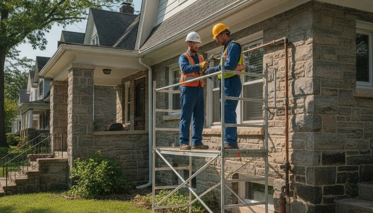 Philadelphia, PA plumber repairing a residential pipe leak for plumbing service