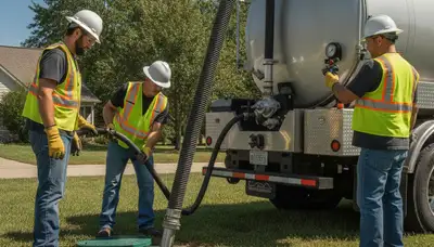 Septic pumping service truck in Philadelphia, PA for residential plumbing repair