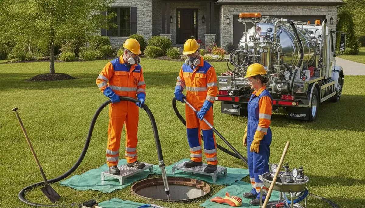 Philadelphia, PA plumber cleaning a septic tank for a residential plumbing service