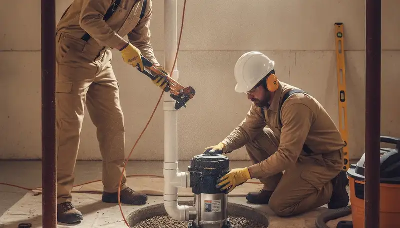 Philadelphia, PA plumber installing a sump pump to protect a home from flooding and water damage