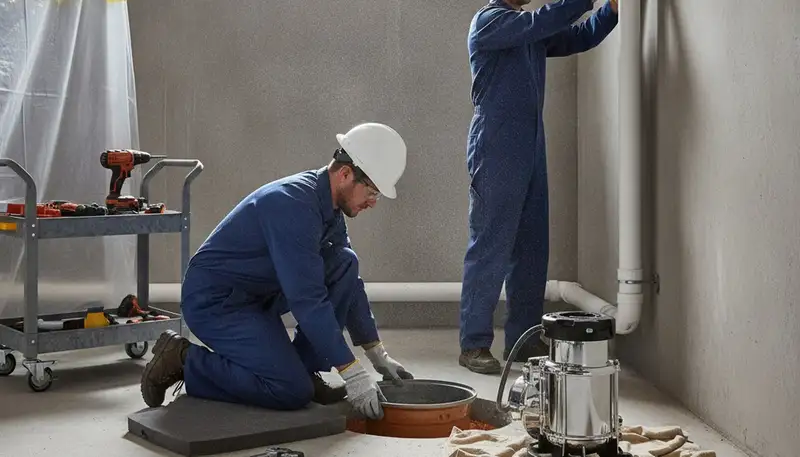 Philadelphia, PA plumber installing a sump pump to protect a home from flooding