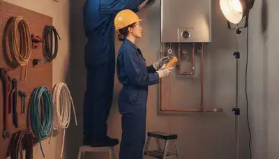 Philadelphia plumber installing tankless water heater for on-demand hot water service