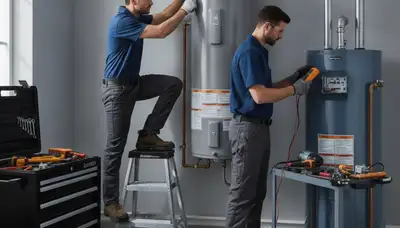 Philadelphia plumber repairing a water heater for reliable hot water service in Philadelphia, PA