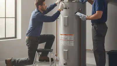 Philadelphia plumber repairing water heater for reliable hot water service in Philadelphia, PA